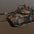 Military Tank With Camouflage Paint Number 215 Gun Barrel And Tracks