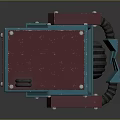 Game and Movie Character 3D Robot With Teal Red Body Large Wheel And Mechanical Arm