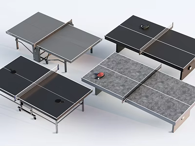 Variety of Ping Pong Tables as Sports Equipment with Different Designs and Sturdy Frames 3d model