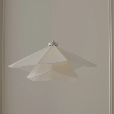 Modern White Pendant Light with Layered Origami Inspired Design Soft Glow in Minimalist Interior Room 3d model