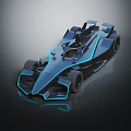 Futuristic Race Car With Blue Neon Lights And Aerodynamic Dark Body Design