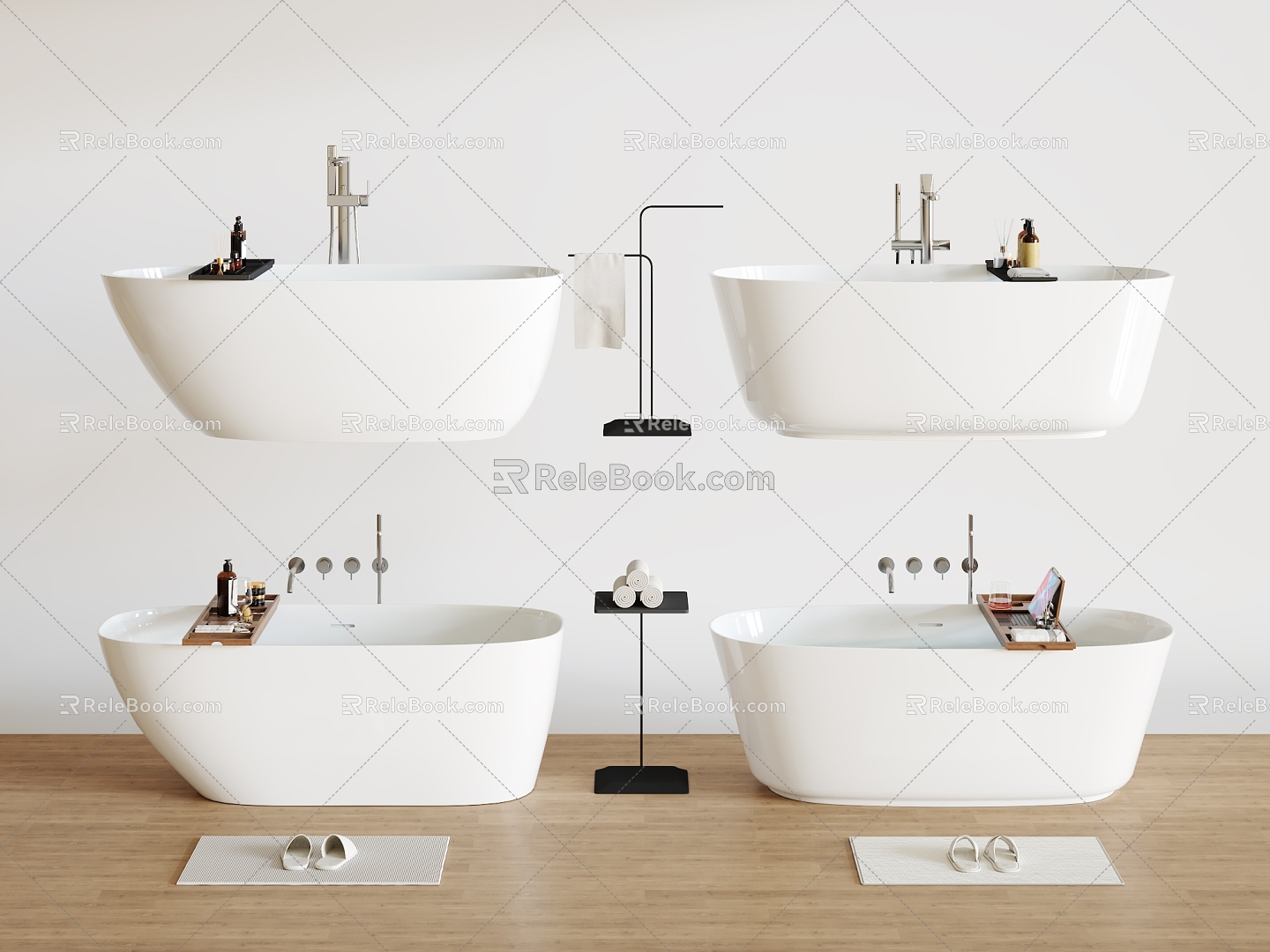 Oval Bathtub Minimalist Bathtub Acrylic Bathtub Storage Rack Storage Holder Thin Side Bathtub Bathtub Faucet 3d model