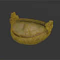 Traditional Red Ceramic Basin With Carved Dragon Handles And Intricate Patterns
