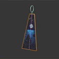Decorative Hanging Household Item Triangular Wooden Frame With Moon Star And Sailboat Design Dark Background