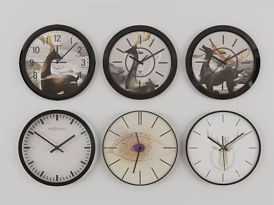 Decorative Wall Clocks With Various Unique Dial Patterns And Styles 3d model