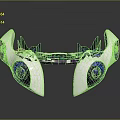 Futuristic Space and Aerospace Tech with White Blue Purple Illuminated Components