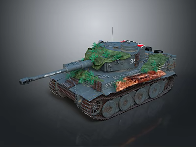 Military Tank With Greenery Camouflage And Details 3d model