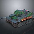 Military Tank With Greenery Camouflage And Details