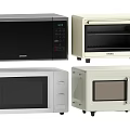 Modern Kitchen Appliances Including Microwave Ovens And Toaster Ovens In Various Colors