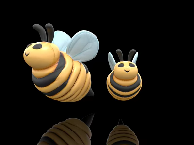 Cute Inflatable Bee Models With Large And Small Sizes Yellow Black Stripes And Wings 3d model