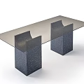 Modern Minimalist Dining Table With Smoky Glass Top And Dark Blue Speckled Square Legs