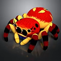 Cute Plush Spider Toy With Red Yellow Body And Black Spots Stripes