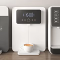 Modern Electric Coffee Machines With Digital Time Display Pouring Coffee On Kitchen Countertop