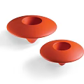 Two Piece Red Disc Shaped Ornamental Decor Set With Smooth Surface Modern Design 3d model