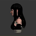 Female Game Movie Character With Long Black Hair Strappy Outfit And Necklace Accessory 3D Render