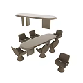 Modern Minimalist Dining Table Set With Oval Table And Six Chairs 3d model