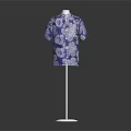 Stylish Blue Shirt With White Floral Pattern On White Mannequin Stand