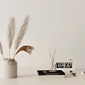 Modern Decorative Ornaments Set With Ceramic Vase Pampas Grass Aromatherapy Diffuser Calendar And Book 3d model