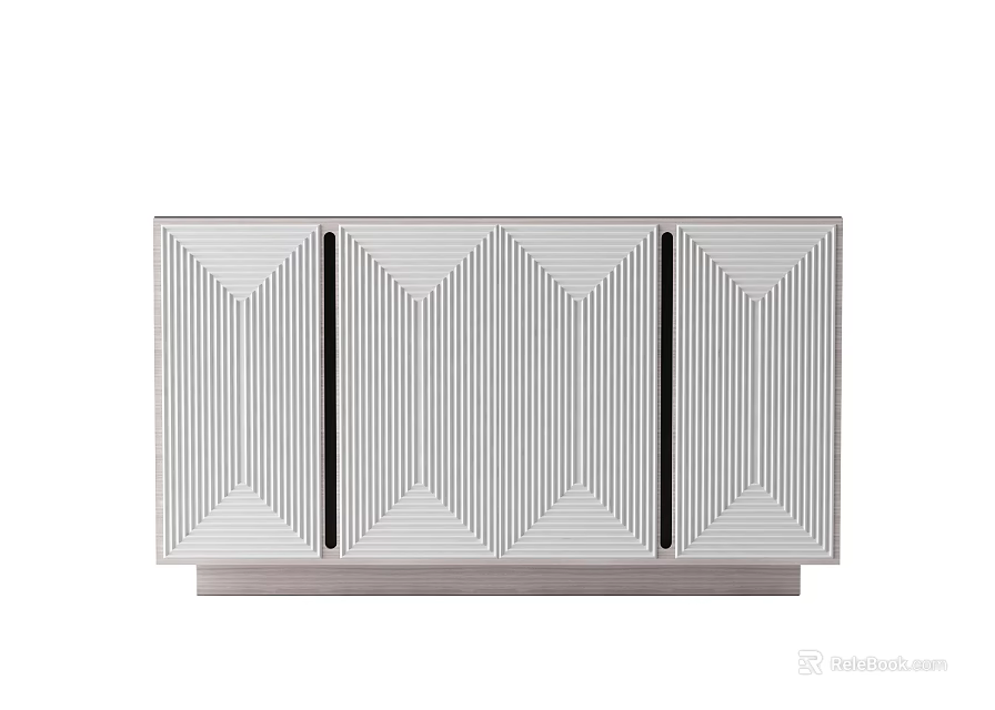 Modern Entryway Console Cabinet With Geometric Pattern Doors Light Finish 3d model 