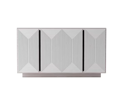 Modern Entryway Console Cabinet With Geometric Pattern Doors Light Finish 3d model