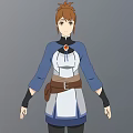Animated Woman Character With Brown Hair Blue White Top Brown Belt And Brown Boots Standing