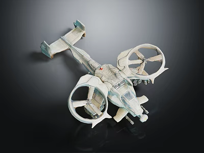 Futuristic Space Aerial Vehicle Model Featuring Multiple Rotors And Detailed Design 3d model