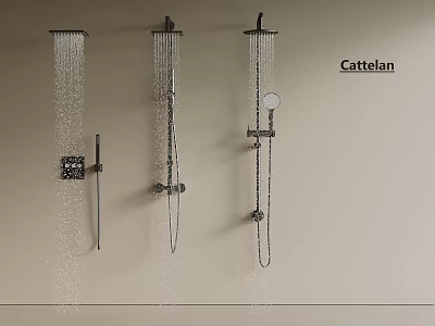 Cartellani Modern Wall Mounted Shower Systems With Multiple Water Flow Designs 3d model