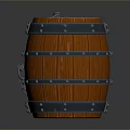 Wooden Barrel With Metal Hoops Lock And Decorative Metal Fittings
