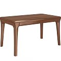 Modern Walnut Wood Dining Table with Rectangular Top and Sturdy Wooden Legs Simple Design 3d model