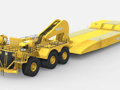 Trailer trailer truck large trailer engineering trailer large engineering truck heavy mining truck low face number low model simple model game video level super realistic 3d model