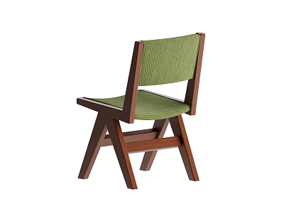 Solid Wood Dining Chair Chandigarh Chair Homestay Balcony Bedroom Chair Backrest Chair Green Striped Chair 3d model
