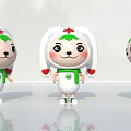 Cute Game Movie Cartoon Rabbit Character With White Hat Red Cross Green Scarf Red Heart