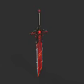 Red And Black Fantasy Sword With Glowing Red Details And Ornate Design