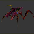 Fantasy Mythical Creature Character With Red Black Fiery Patterns And Multiple Legs 3d model