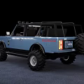 Light Blue Off Road SUV With Large Tires Roof Lights And Rugged Exterior
