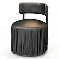 Beige Leather Single Chair with Fringe Decoration and Metal Rivets