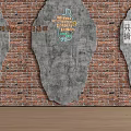 Brick Background Wall With Gray Concrete Accents And Industrial Style Design