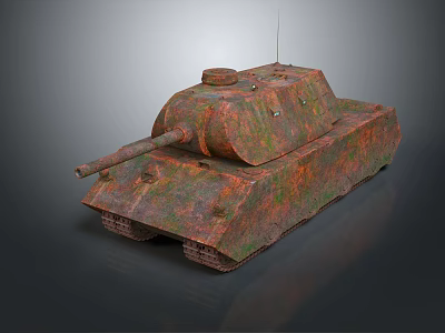 Rusty Tank With Green And Red Rust Patches And Metal Tracks On Dark Background 3d model
