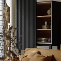 Cozy Living Room Interior With Beige Sofa Wooden Coffee Table Floor Lamp Window Blinds And Chairs
