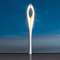 Modern Illuminated Light Pole With Blue Sky Background And Ground Reflection