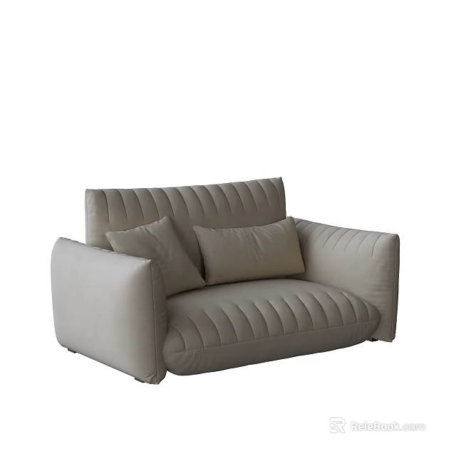 Comfortable Light Gray Single Sofa With Modern Stitched Design And Soft Cushions 3d model