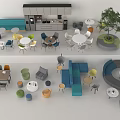 Modern Colorful Table and Chair Combinations with Diverse Styles Round Square Tables and Lounge Chairs