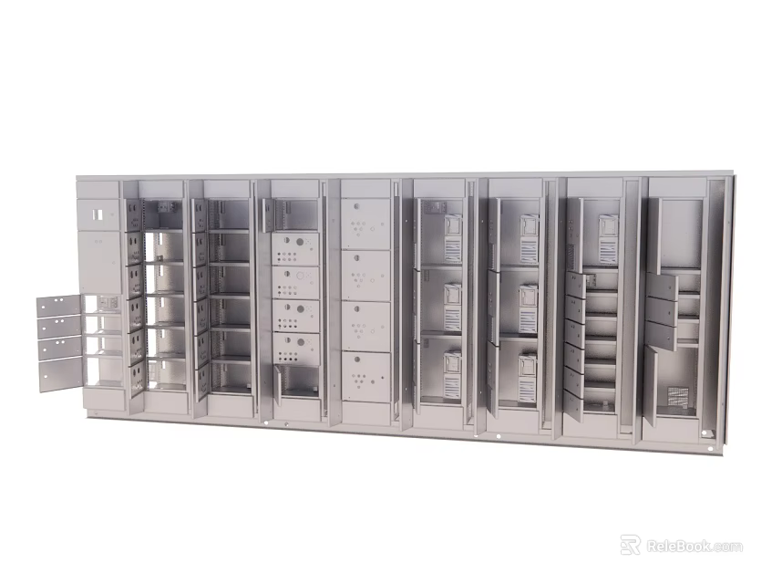 Metal Storage Cabinet With Multiple Compartments Shelves And Drawers For Office Use 3d model 