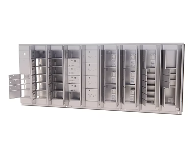 Metal Storage Cabinet With Multiple Compartments Shelves And Drawers For Office Use 3d model