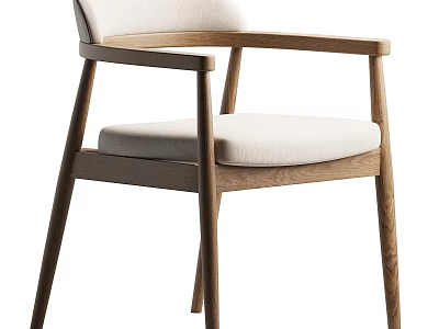 Modern Wooden Frame Leisure Chair With Upholstered Seat And Armrests 3d model