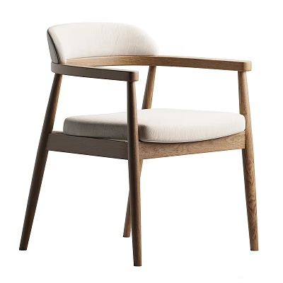 Modern Wooden Frame Leisure Chair With Upholstered Seat And Armrests 3d model