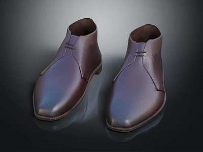 Lifestyle Essential Brown Leather Short Boots With Classic Design For Daily Wear 3d model
