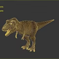 Realistic T-Rex Dinosaur 3D Model with Open Mouth Sharp Teeth Brown Striped on Gray Background 3d model