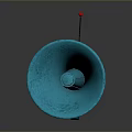 Fun Blue Cartoon Style Computer Speaker With Red Antenna Top And Shiny Design