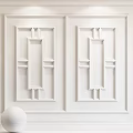 Clean White Wainscoting Wall Featuring Symmetrical Panel Design And Simple Decor 3d model
